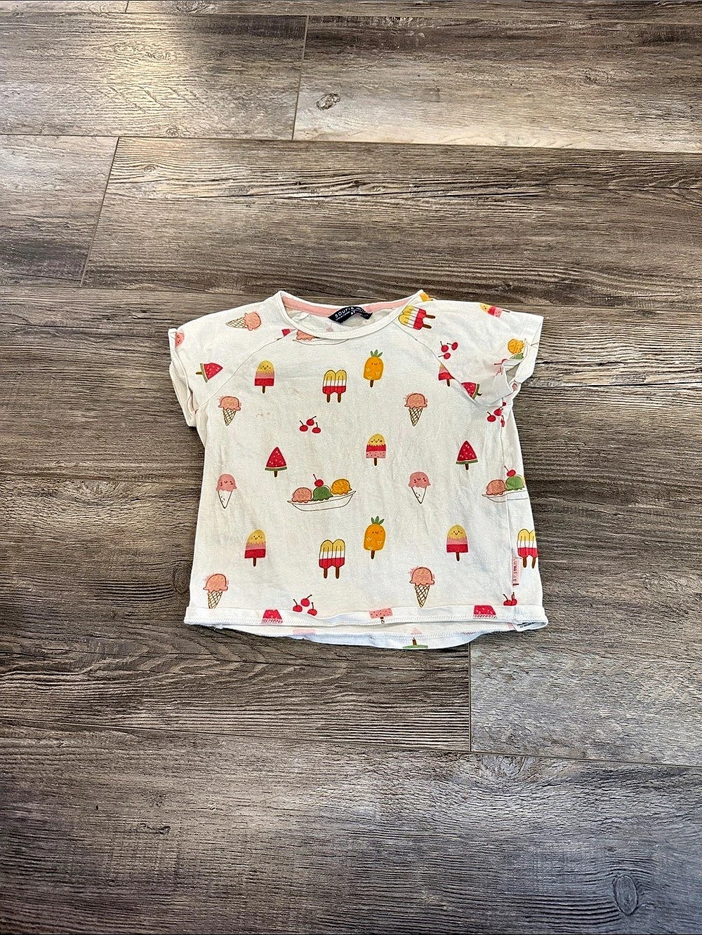 Souris Mini Cream Short-Sleeved T-Shirt Ice Cream Print Cream Ice Cream Print